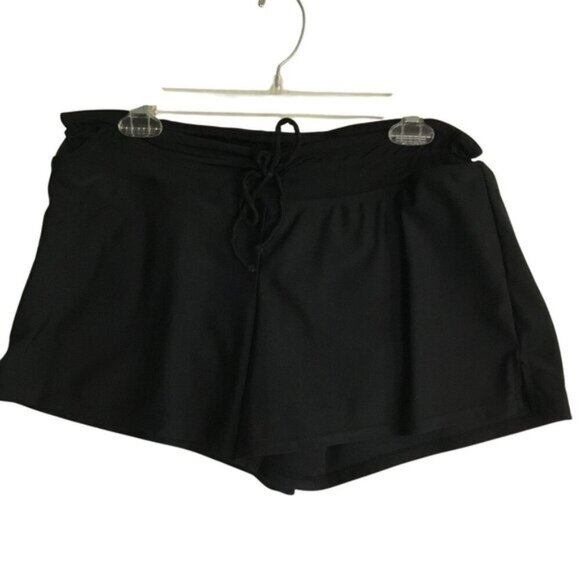 Unknown Brand Women's Swim Shorts With Built-In Swimsuit Bottoms Sz Large Black - Picture 1 of 9